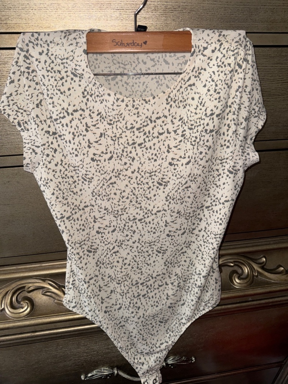 Express Cream Speckled Short-Sleeve Bodysuit